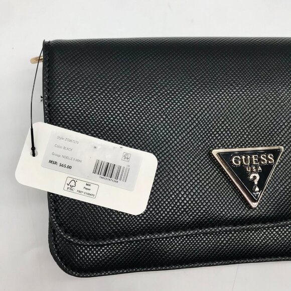 Guess Black Textured Noelle Flap Mini Crossbody - Picture 11 of 11